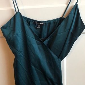 Silk Teal Fashion Nova Wrap Dress - NEW!